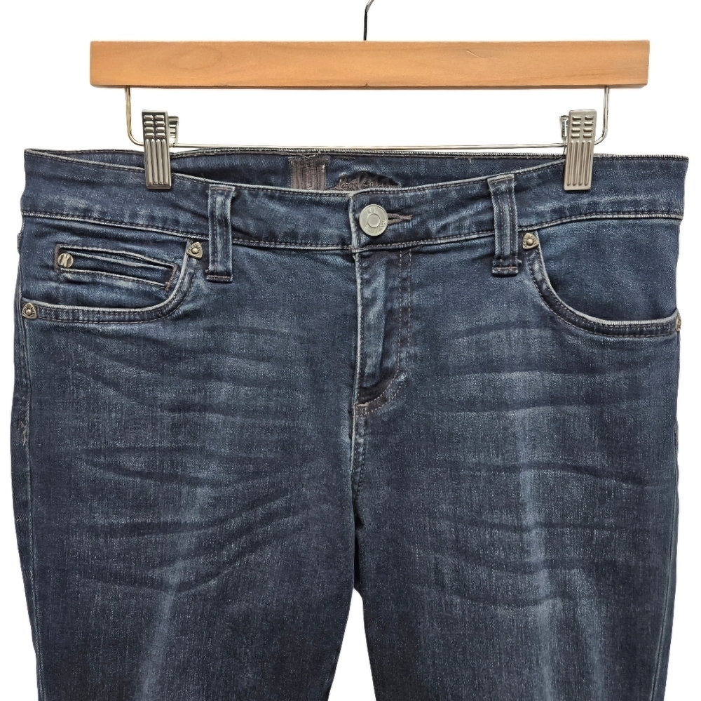 Kut From the Kloth KFTK Distressed Dark Wash Jeans Crop Size 10 Denim - Picture 2 of 16